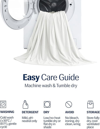 REST® Evercool®+ Cooling Sheet Set, Queen Size, Arctic White, Breathable Bed Sheets for Hot Sleeper and Night Sweats, with Pillowcases, with Ionic+ Self-Cleaning Silver Yarn for Sensitive Skin, 4PCS