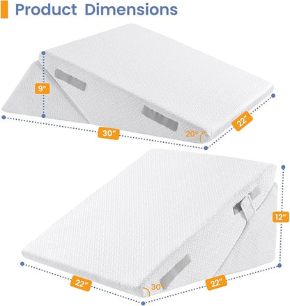 Sasttie Wedge Pillow for After Surgery, Adjustable Bed Wedge Pillow Headboard for Acid Reflux, Sleeping, Neck & Back Support, with Removable Cover, White