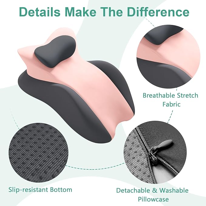 Memory Foam Wedge Pillow, Prone Pillow Headboard & Bed Reading Pillow, Multifunctional Ergonomic Support for Back Pain, Acid Reflux, Sitting Up, Back Cushion with Removable Stretch Cover (Gray Pink)