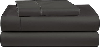 LANE LINEN 100% Egyptian Cotton Extra Long Twin Sheets, Long Staple Mercerized Cotton No Pill Fade Resistant Silky Sateen Weave for Soft & Comfy Good Night Sleep - Black