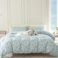 Floral Queen Duvet Cover, 100% Brushed Microfiber 3-Piece Queen Bedding Set, Blue Garden Style Floral Pattern with Zipper Closure