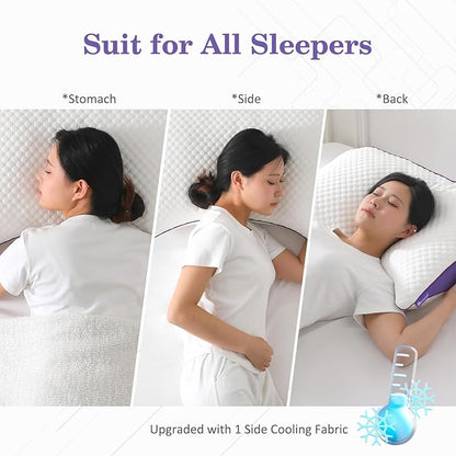 HOMELAB Adjustable Shredded Memory Foam Curve Pillow Queen Size 29"x19", Oversized Crescent Design for Side & Back Sleepers, Doubles as Backrest for Reading, Lounging & Relaxing, Cooling Cover, 1 Pack