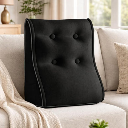 Daneey Reading Pillow for Bed Adult, Back Support Pillow for Bed, Sit Up Pillow Backrest Black, 20 * 9 * 22IN