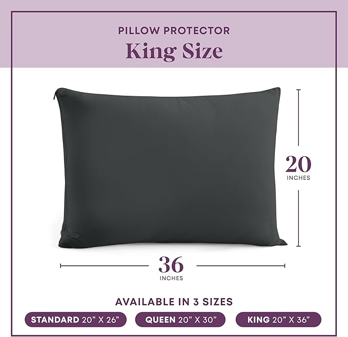 CirclesHome Pillow Protectors 4 Pack King Zippered - 100% Cotton Breathable Pillowcases - Protects Pillows from Dirt, Dust and Debris (King - Set of 4 - 20x36)