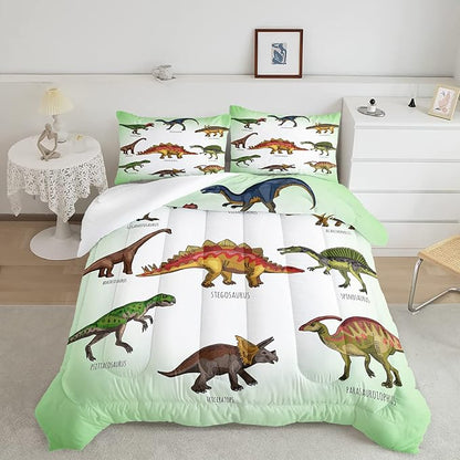 CVHOUSE Dinosaur Comforter Set - Microfiber Quilt Set with 1 Comforter and 2 Pillow Cases - 3 Piece