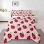 Cute Ladybug Comforter Set King Size Cartoon Dasiy Flower Bedding Set Kids Boys Girls Wild Animal Theme All Season Quilt Set Green Botanical Leaves Bedding Comforter Sets,3Pcs