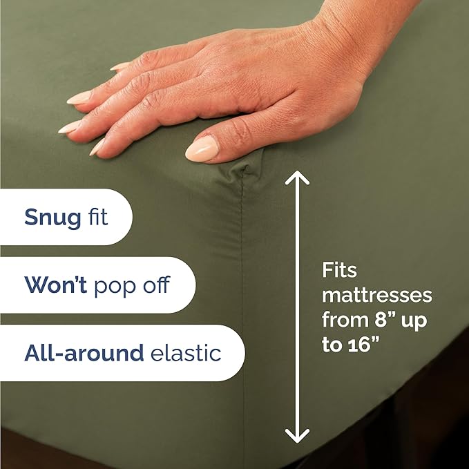 Twin 4 Piece Sheet Set - Comfy Breathable & Cooling - Ultra-Soft Hotel Luxury Bedding Set with 8-16 Inch Deep Pockets - 1 Flat & 1 Fitted Sheet & 2 Pillowcases - Wrinkle Free & Easy Care - Sage Green