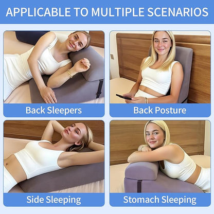 Reading Pillow for Bed Adult, Memory Foam Wedge Pillow Headboard with Adjustable Lumbar Support Backrest Cushion for Sitting in Bed/Resting/Bedrest, Couch or Floor, Gray