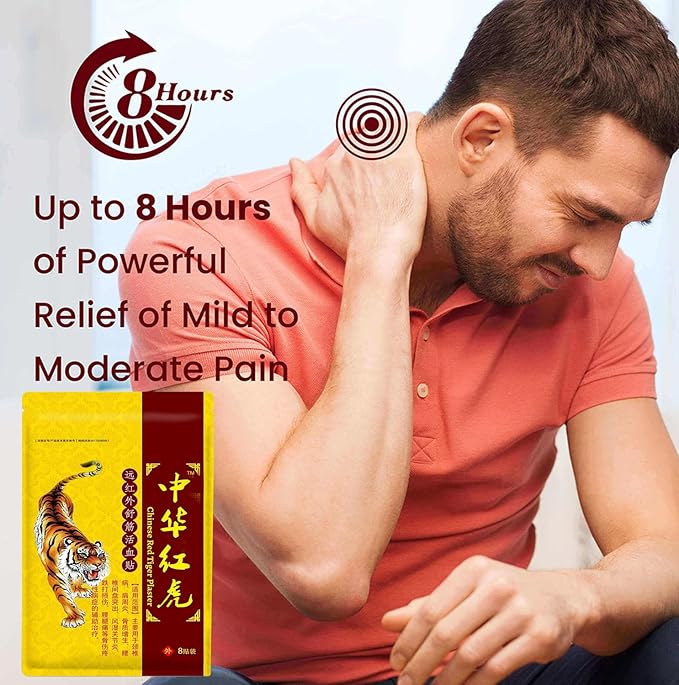 Tiger Patches - Chinese Red Tiger Back Patch Ultra Strength Heat Patches for Muscle Joint of Knee Shoulder Neck (12 Packs - 96 Counts)