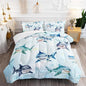 Boys Blue Ocean Shark Comforter Set Twin Size Shark Starfish Bedding Sets Seaweed Quilt Bed Set for Kid Girls with 1 Comforter and 2 Pillowcases