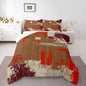 Feelyou Abstract Bedding Set Kids Modern Abstract Art Comforter Set Brown Orange Comforter for Boys Room Decor Lightweight Retro Duvet Set Twin Size with 1 Pillow Case