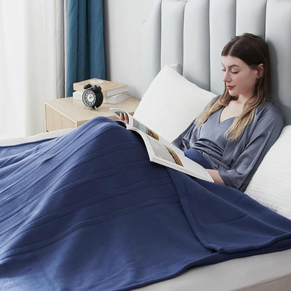 Electric Heated Blanket Full Size 72"x84", 4 Heating Levels & 10H Auto Shut Off, Soft Fleece Overheating Protection, Machine Washable, Dark Blue