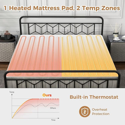 DORTALA Heated Mattress Pad King, Electric Mattress Pad Bed Warmer with 9 Heat Settings & 9H Auto Shut-Off, Overheat Protection, Fit Up to 10", Machine Washable, 80" x 78", White