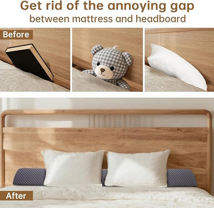 King Size (76"x6"x8") Bed Wedge Pillow for Headboard Mattress Gap Filler (0-6") for College Dorm Sleeping, White