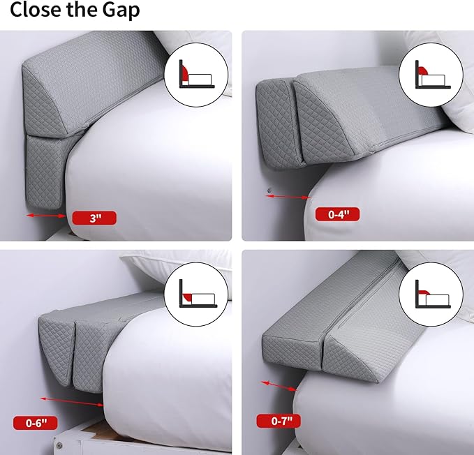MABOZOO Pillow Wedge for Headboard Gap,Light Grey Bed Wedge Gap Filler King Size,Foldable Bed Wedge Pillow for Headboard, Foam Mattress Gap Filler,76"x6"x6"