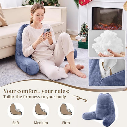 Sasttie Reading Pillow, Pillows for Reading or Relaxing – Ergonomic Support for Head, Neck, Back, and Lumbar, 21-Inch, Greyish Purple