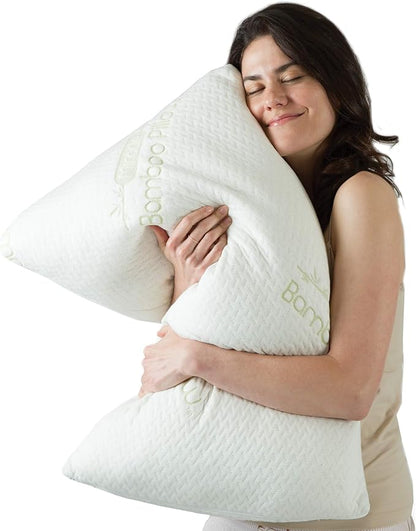 Ontel Miracle Shredded Memory Foam Pillow with Viscose from Bamboo Cover, Queen, White