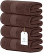 White Classic Luxury Bath Towels Set of 4 Large - 700 GSM Cotton Ultra Soft Bath Towels 27x54 | Highly Absorbent and Quick Dry | Hotel Towels for Bathroom Luxury, Plush Shower Towels, Brown