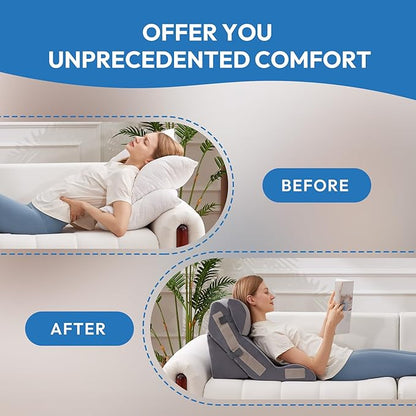 3PCS Wedge Pillow Set for After Surgery, Back Pillow for Bed Sitting up, 10-in-1 Foam Wedge Pillow for Acid Reflux & Back Pain Relief, Post Surgery Pillow for GERD & Snoring, Plush Grey