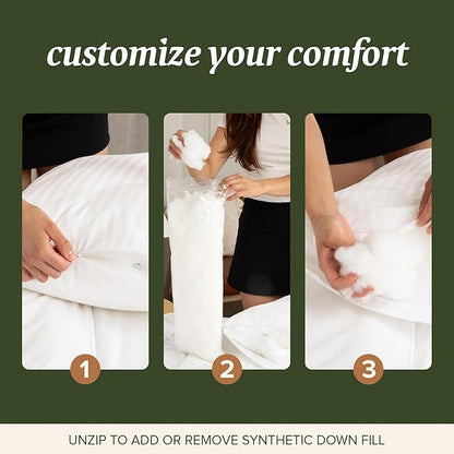 Beckham Hotel Collection Customizable Body Pillow with Soft Extra Fill – Cotton Shell & Soft Down Alternative Fill – 20"x54" - Body Pillow Insert for Sleeping & Reading - Long Pillow For Side Sleepers