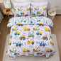 NTBED 5 Pieces Construction Truck Twin Comforter Set for Boys Kids Colorful Painting Vehicles Excavator Lightweight Microfiber Bedding Sets