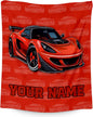 Personalized Racing Car Blanket, Cozy Soft Throw Gifts for Kids, Cute Red Flannel Throw Blankets for Couch Office, 30x40 Inches