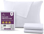 CirclesHome Pillow Protectors 4 Pack King Zippered - 100% Cotton Breathable Pillowcases - Protects Pillows from Dirt, Dust and Debris (King - Set of 4 - 20x36)