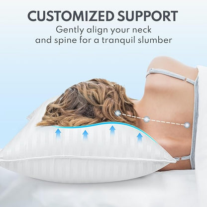 Bed Pillows King Size Set of 2 - Premium Down Alternative Cooling Pillows for Side, Back, and Stomach Sleepers Hotel Quality Fluffy Soft Microfiber Fill Breathable Skin-Friendly