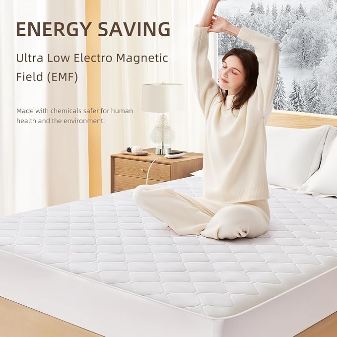 Heated Mattress Pad Quilted Multizone electric mattress pad Individual Body and Feet Bed Warmer 9 Heat Settings, 1-12 Hours Auto Off, Deep Pocket, Fast Heating, Machine Washable Full 54''x75''