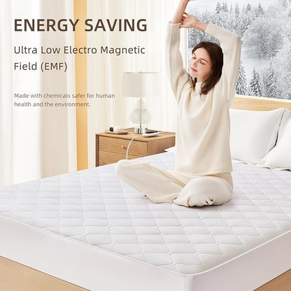 Heated Mattress Pad Quilted Multizone electric mattress pad Individual Body and Feet Bed Warmer 9 Heat Settings, 1-12 Hours Auto Off, Deep Pocket, Fast Heating, Machine Washable Full 54''x75''