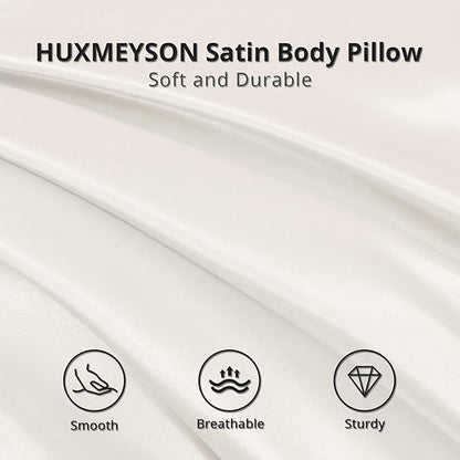 HUXMEYSON Body Pillow with Satin Pillowcase, Body Pillow for Adults, Removable Cover, Beige (20"x54")