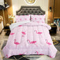 Flamingo Comforter Set Twin Size Tropical Pink Flamingo Love Heart Pattern Bedding Set Kawaii Quilted Duvet for Kids Girls Boys Adult with 1 Comforter and 2 Pillowcases