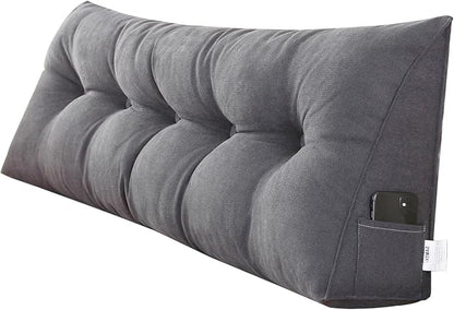 Triangular Wedge Pillow headboard California King Size for Couch Large headboard Pillow with Removable Cover Back Rest Pillows for Sitting up in Bed
