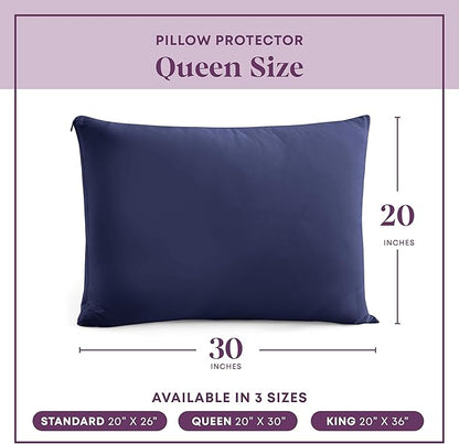 CirclesHome Pillow Protectors 4 Pack Queen Zippered - 100% Cotton Breathable Pillowcases - Protects Pillows from Dirt, Dust and Debris (Queen- Set of 4 - 20x30)