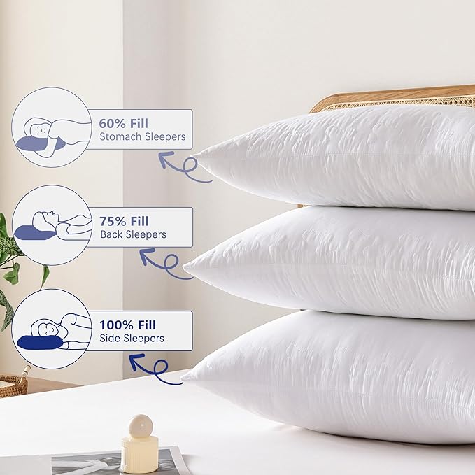 Shatex Extra Firm Pillow Queen Size 28 x 20 inch, Bed Pillow with Adjustable Insert Provides Stronger Support - for Back, Stomach & Side Sleepers.