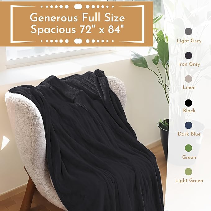 Electric Heated Blanket 72"x84" Full Size Microplush Cover Blanket 5 Heat Settings & 10 Hours Auto Off, Cozy & Warm for All Night, Machine Washable, Black