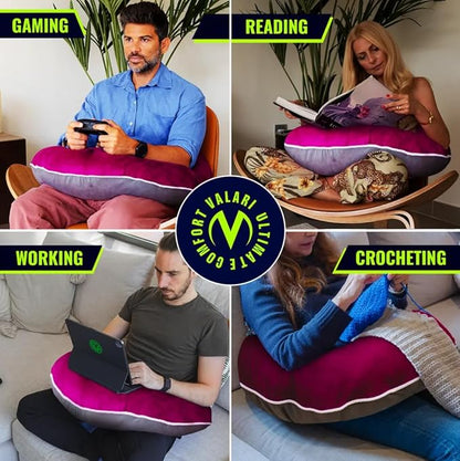 Legendary Gaming Pillow | Ergonomic Arm Rest Pillow for Long Gaming Sessions | Gaming Lap Pillow Provides Wrist & Elbow Support | Suede Gamer Pillow Comes with a Washable Cover, (Purple/Grey)