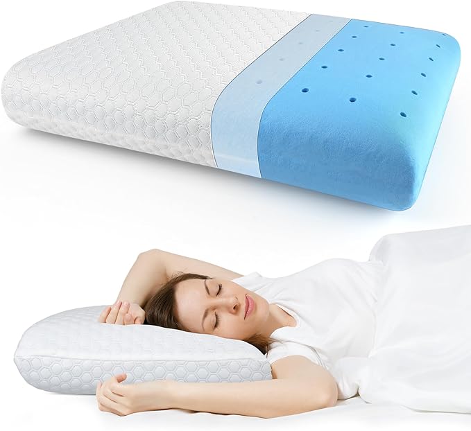 inight Memory Foam Pillows, for Sleeping, Soft Tex Pillow, Bed Pillows for Back Sleepers & Side Sleepers - 1 Pack Standard Size, 5 Inches Loft