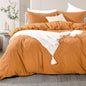 NEXHOME PRO Duvet Cover Set Oversized Queen 98"x98" Linen Look Textured Organic Natural 100% Washed Cotton Duvet Cover 3 Pieces Bedding Set Zipper Closure, Breathable, Halloween Orange(No Comforter)