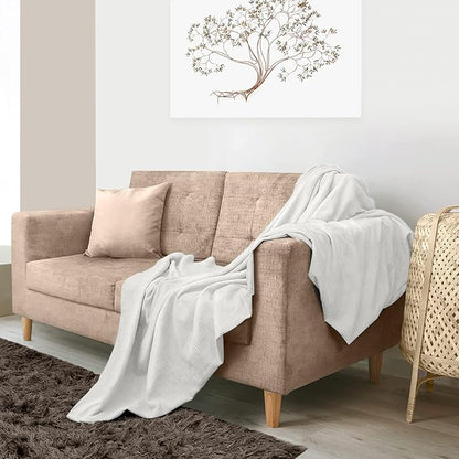 Avalon Bedding 100% Cotton Blankets Queen Size Thermal Blanket (90"x90") - Perfect Cotton Blanket Queen Size for Layering Bed in Any Season - Cotton Blankets for Bed (White)