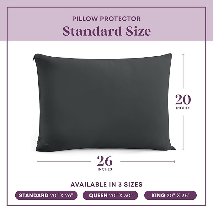 CirclesHome Pillow Protectors 4 Pack Standard Zippered - 100% Cotton Breathable Pillowcases - Protects Pillows from Dirt, Dust and Debris (Standard - Set of 4 - 20x26)