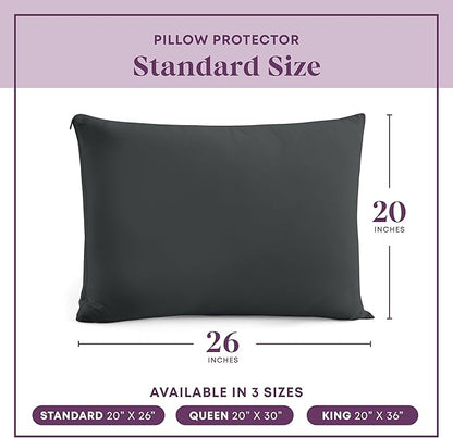 CirclesHome Pillow Protectors 4 Pack Standard Zippered - 100% Cotton Breathable Pillowcases - Protects Pillows from Dirt, Dust and Debris (Standard - Set of 4 - 20x26)