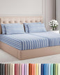Split King 7 Piece Sheet Set - Comfy Breathable & Cooling - Soft Hotel Luxury Bedding Set w/ 8-16 Inch Deep Pockets - 1 Flat & 2 Fitted Sheet & 4 Pillowcases - Cozy and Wrinkle Free - Blue Stripes 3