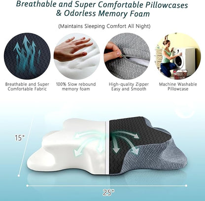 Cervical Pillow for Neck Pain Relief, Memory Foam Pillow, Ergonomic Contour Bed Pillow, Soft for Side Sleep Stomach Sleeping and Back Sleepers