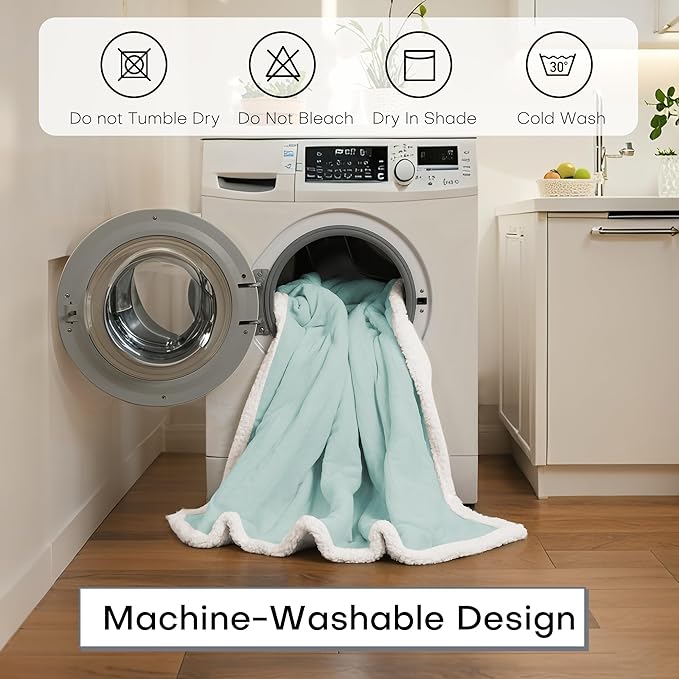 Electric Heated Blanket Full Size 72"x84" - Dual-Sided with Microplush & Sherpa Fabric, 4 Heat Settings & 10 Hours Auto Off, Machine Washable - Onsen Green
