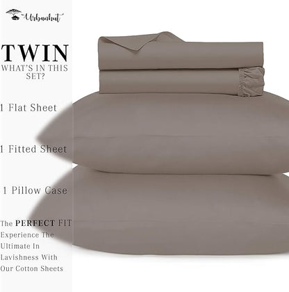 URBANHUT 1000 Thread Count Egyptian Cotton Sheets Twin Size, Long Staple Soft & Breathable, 3 Pc Bed Sheet Sets, Luxury Hotel Sateen Sheets Fits 16" Deep Pocket - Dark Grey