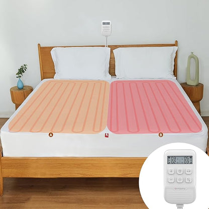 Comfytemp Heated Mattress Pad Queen - Dual Zone Control & Preheat Function, 60" x 80" Bed Warmer - 12H Timers & Heat Settings, Electric Non-Slip Mattress Cover Pad with Deep Pocket