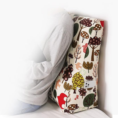 WOWMAX Curve Reading Pillow for Bed Adult, Heighten Back Pillow for Sitting in Bed, Back Support Pillow for Bed, Chair Pillow for Back Support, 100% Cotton Removable Cover