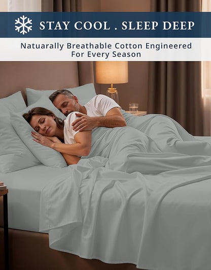 LANE LINEN 100% Egyptian Cotton Queen Sheet Set, Soft & Comfy Hotel Like Thick Fully Elasticized Mercerized Long Staple Cotton Sheet Queen Size Set, No Pill Fade Resistant Queen Sheets - Lime Stone