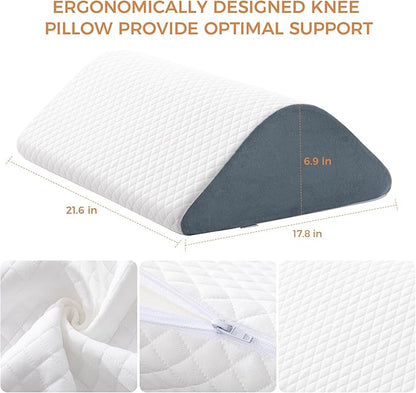 Knee Wedge Pillow 6.9'' for Post-Surgery Recovery-Leg Elevation Support for Sleep Position, Alleviating Lower Back & Hip Pain Enhancing Circulation in Ankles Legs Triangle Pillow with Removable Cover